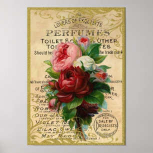 Poster Parfum Rose antique