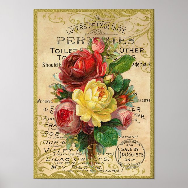 Poster Parfum Rose antique (Devant)