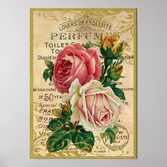 Poster Parfum Rose antique (Devant)