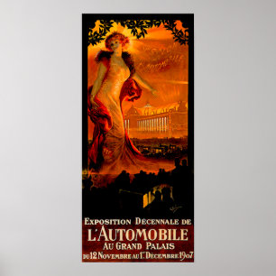 Poster Paris Auto Show 1907 ~ Vintage Automobile Ad