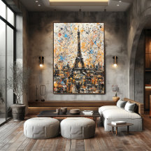 Paris Eiffel Tower Abstract Drip Painting