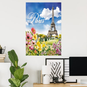 Poster Paris en fleurs