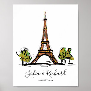 Poster Paris Engagement proposal, anniversary couple gift
