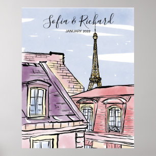 Poster Paris Fiançailles, cadeau d'anniversaire