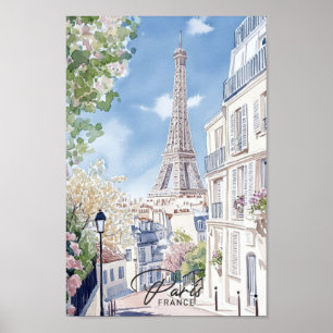 Poster Paris France Aquarelle Peinture Voyage