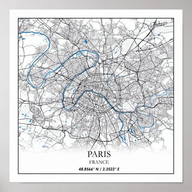 Poster Paris-France-City Plan Voyage simple (Devant)