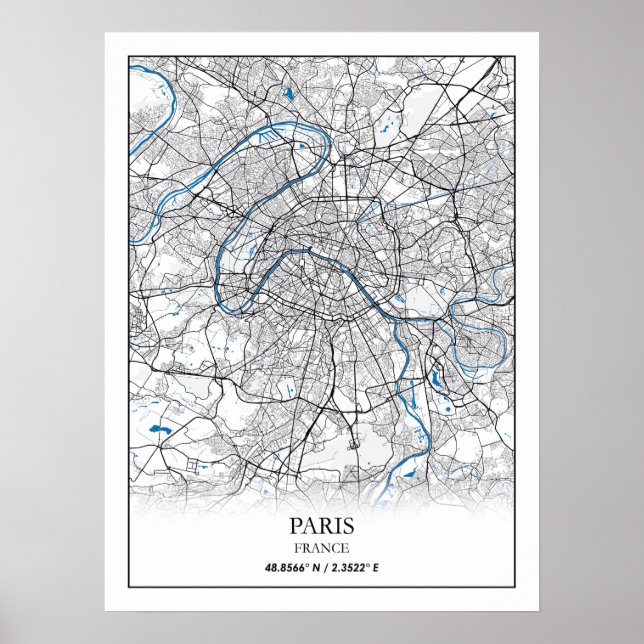 Poster Paris-France-City Plan Voyage simple (Devant)