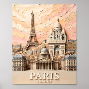 Poster Paris France Europe Moderne Pastel Texturé Voyage