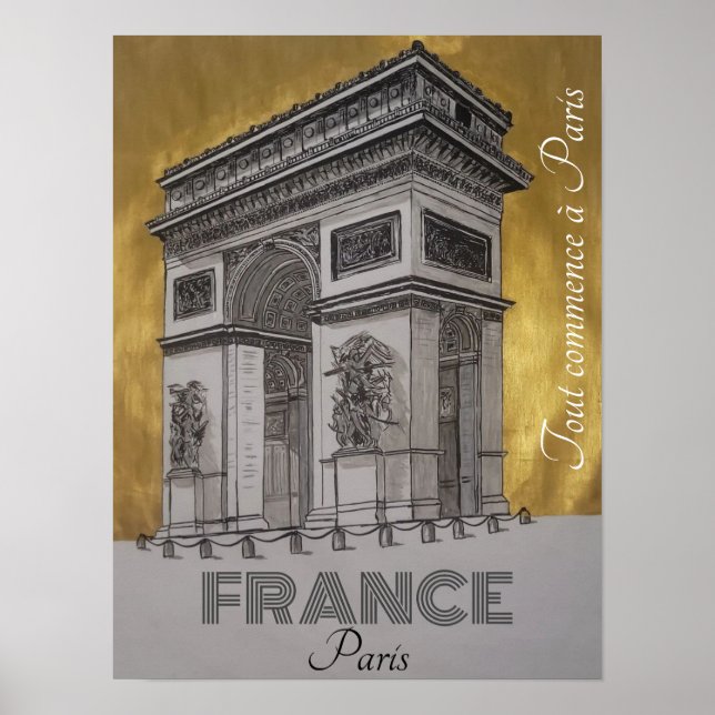 POSTER  Paris France l'arc de triomphe (Devant)