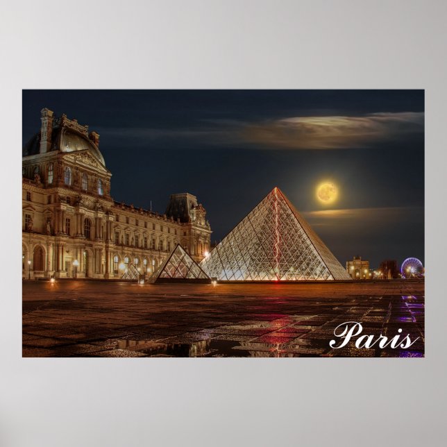 Poster Paris France Musée du Louvre Pyramide Photo voyage (Devant)