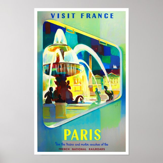 Poster Paris France vintage travel (Devant)