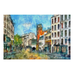 Poster Paris, la rue des Abbesses