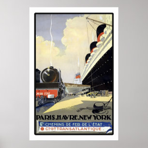 Poster Paris Le Havre New York par Vintage voyage de