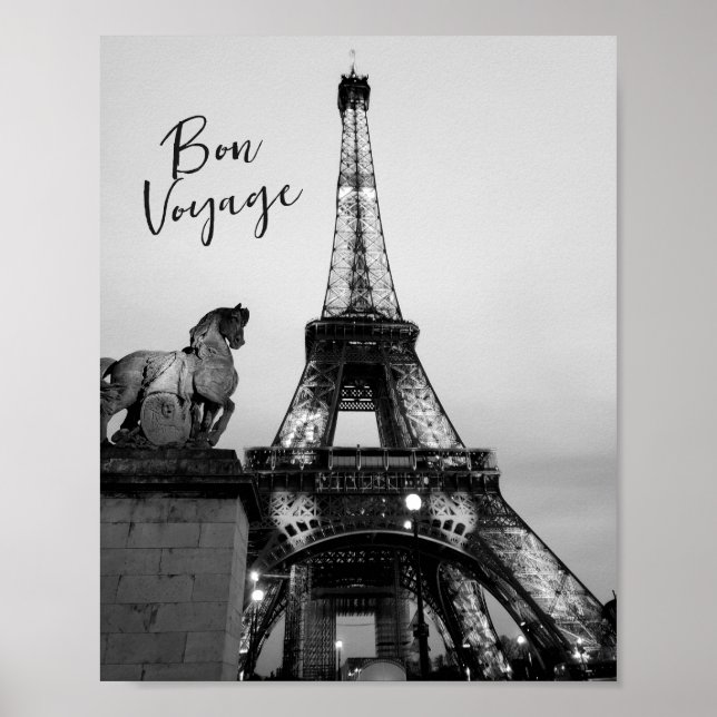 Poster Paris Lit Up Tour Eiffel Bon Voyage Voyage (Devant)