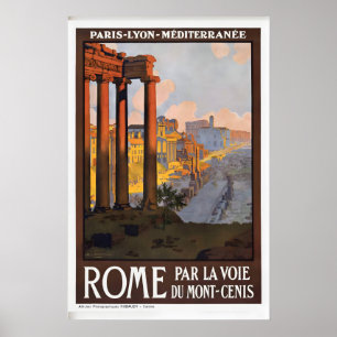 Poster Paris Lyon Rome Mont-Cenis Passage Alpin Italie