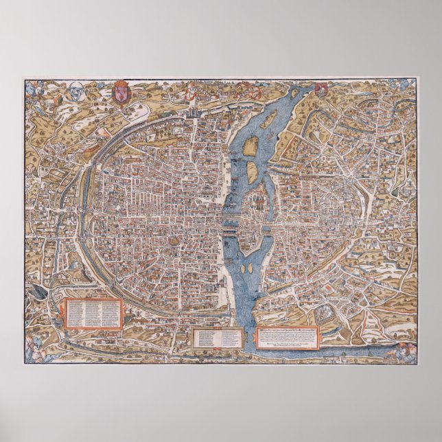 Poster PARIS MAP c. 1555 (Devant)