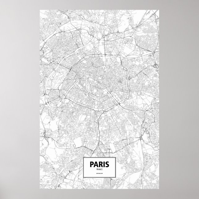 Poster Paris (noir sur blanc) (Devant)