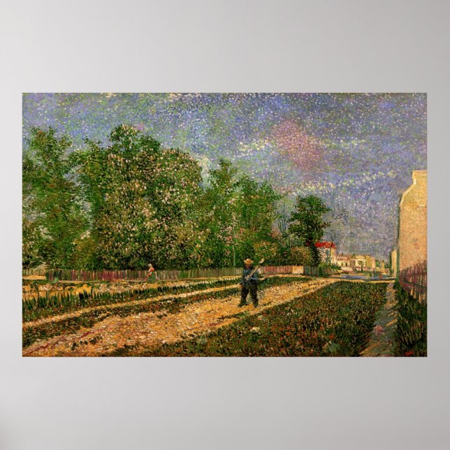 Poster Paris Road avec Paysan par Vincent van Gogh (Devant)