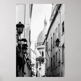 Poster Paris Sacre-Coeur en noir et blanc