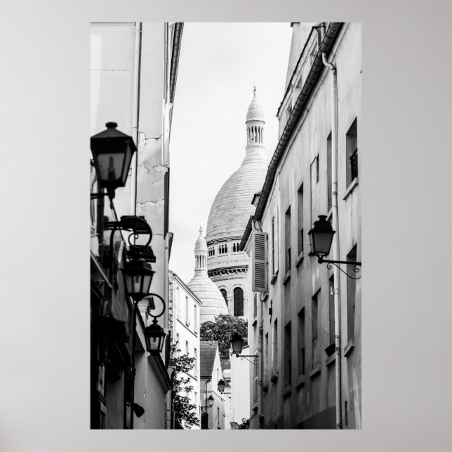 Poster Paris Sacre-Coeur en noir et blanc (Devant)