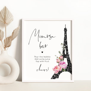 Poster Paris tour Eiffel noir rose bar mimosa