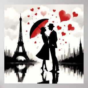 Poster Paris Tour Eiffel Valentines Carte de Vacances