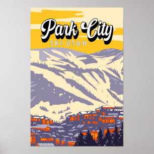Poster Park City Utah Zone Hivernale Vintage