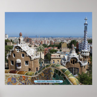 Poster Park Güell, Barcelone, Espagne