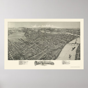 Poster Parkersburg, carte panoramique de WV - 1899