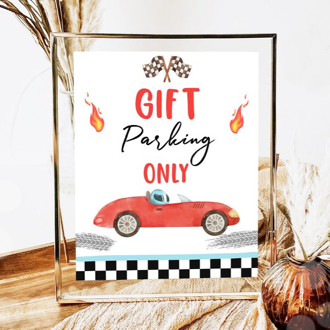 Poster Parking Cadeau Seulement Red Race Car Deux Anniver (Créateur téléchargé)