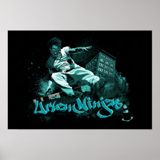 Poster Parkour - Ninjas urbain Turquoise