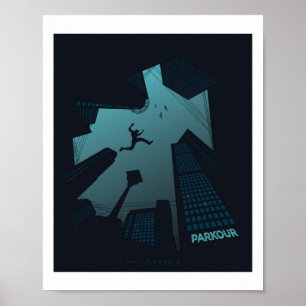 Poster PARKOUR Teen Graphics Building Roof Jumping