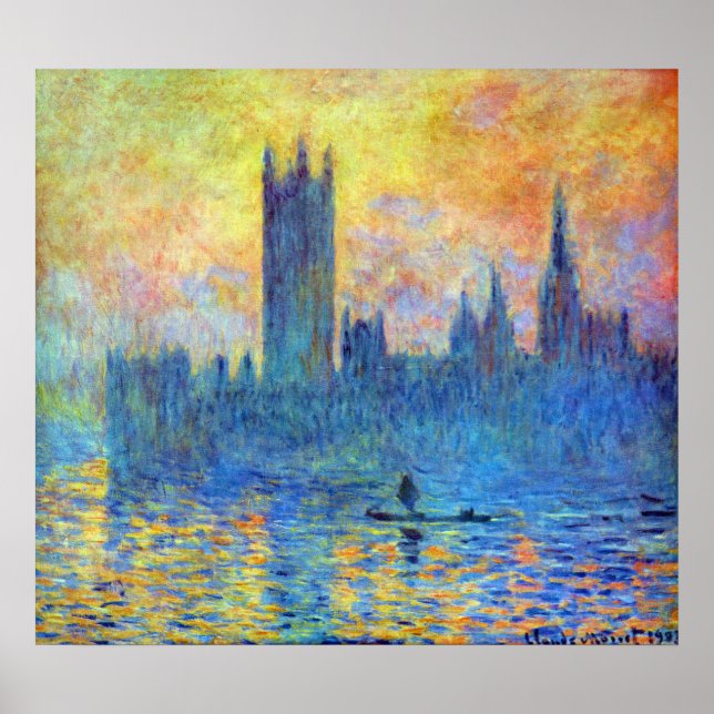 Poster Parlement de Londres en hiver par Claude Monet (Devant)