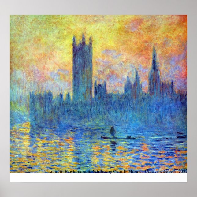 Poster Parlement de Londres en hiver par Claude Monet (Devant)