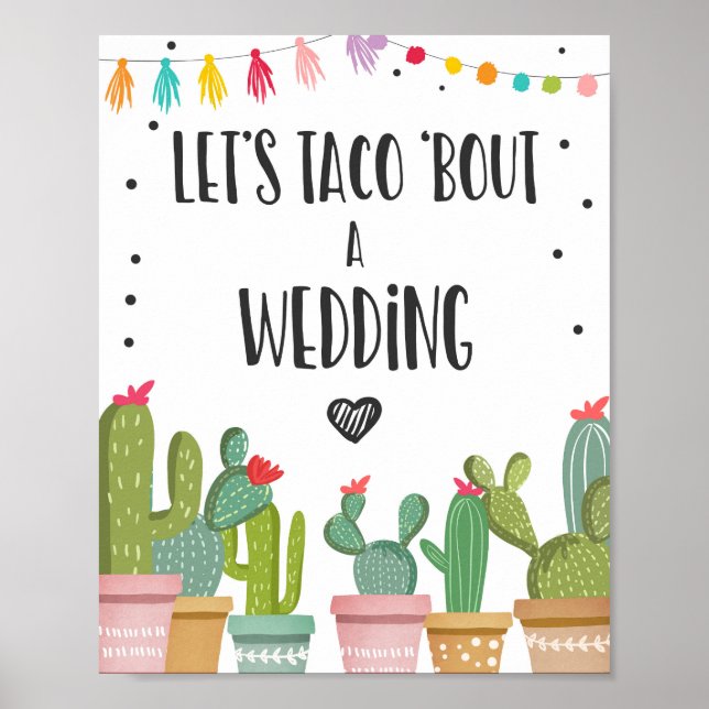 Poster Parlons tacos pour le mariage Signe de table de fê (Devant)