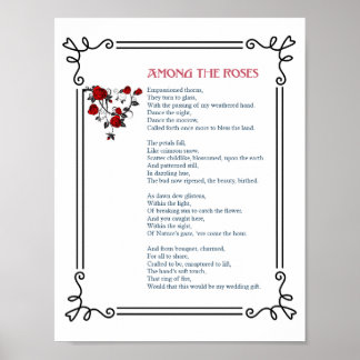 Poster Parmi Les Roses - Beau Poème D'Amour - Imprimer