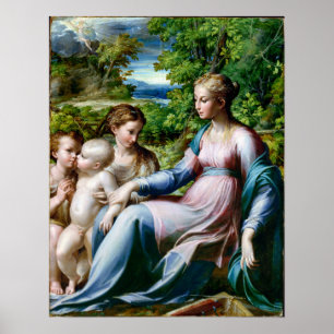 Poster Parmigianino Vierge et enfant avec St. John