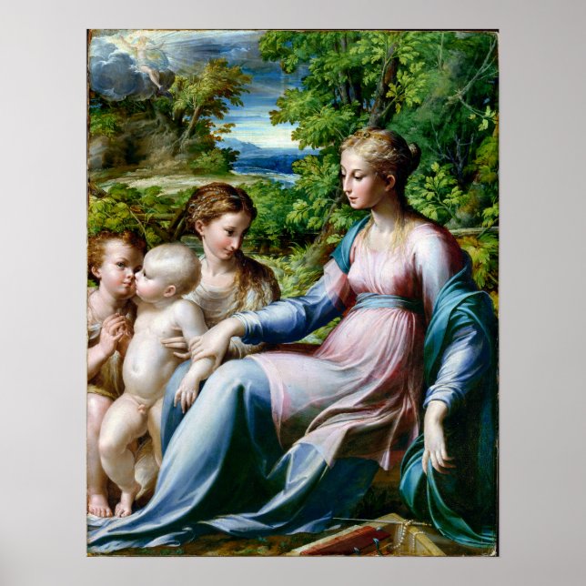 Poster Parmigianino Vierge et enfant avec St. John (Devant)