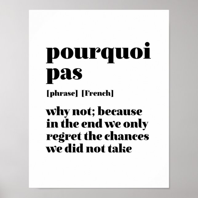 Poster Parole Français Inspirant Prenez le temps Pourquoi (Devant)