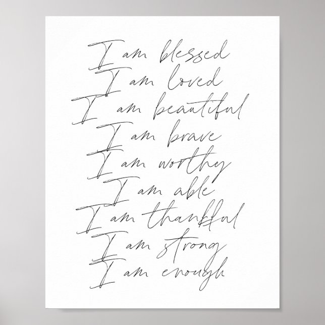 Poster Paroles d'affirmation Je suis béni être aimé belle (Devant)