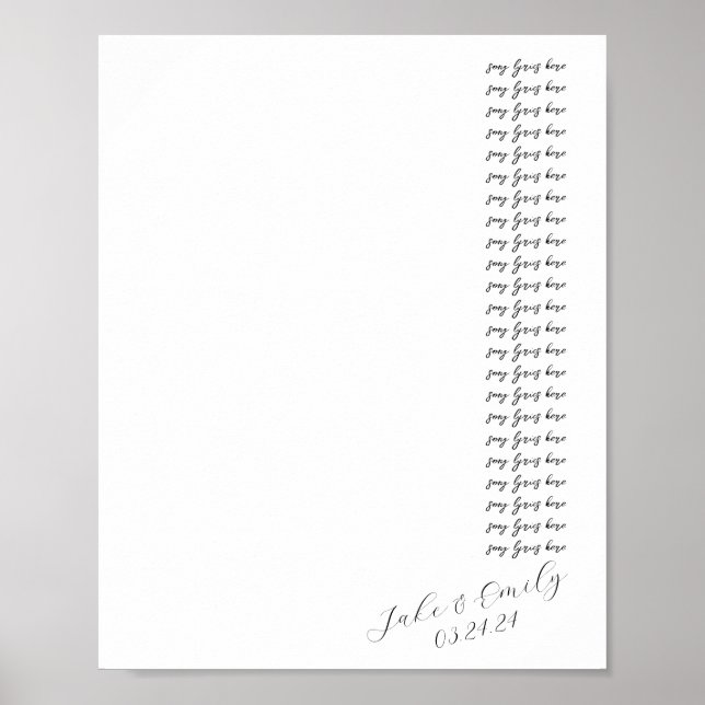 Poster Paroles de la chanson First Dance Nom et date pers (Devant)