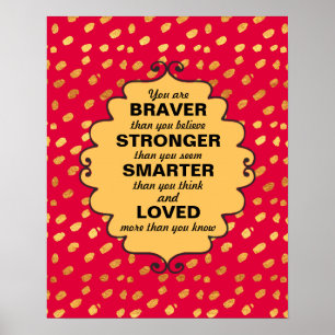 Poster Paroles d'encouragement rouges et dorées