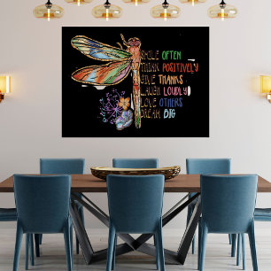 Poster Paroles Inspirantes Script Libellule Pissenlits