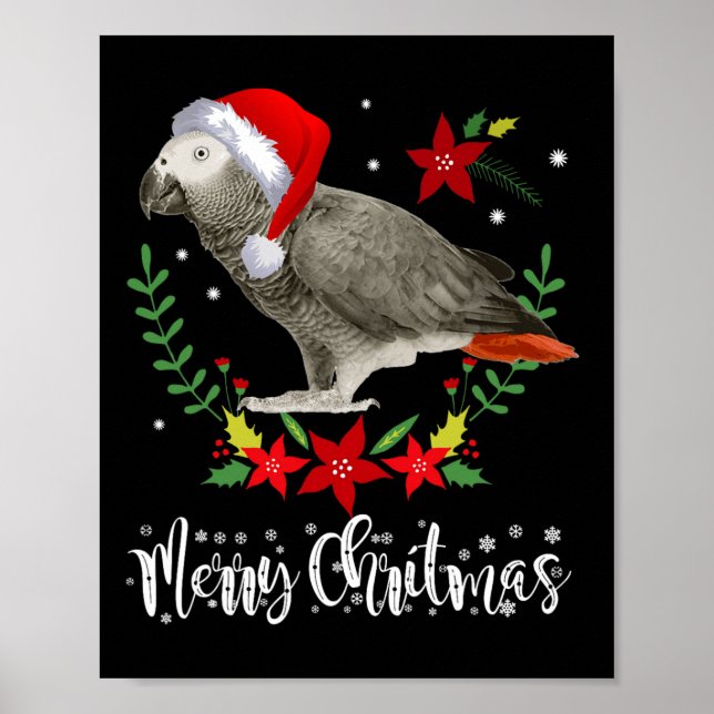 Poster Parrot gris africain de Noël (Devant)
