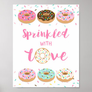 Poster Parsemé d'amour rose beignets de douche Panneau