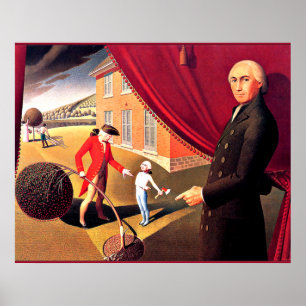 Poster Parson Weem's Fable, art de Grant Wood,