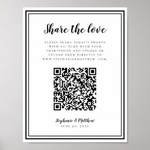 Poster Partage de photos de mariage L'amour en QR Scan No