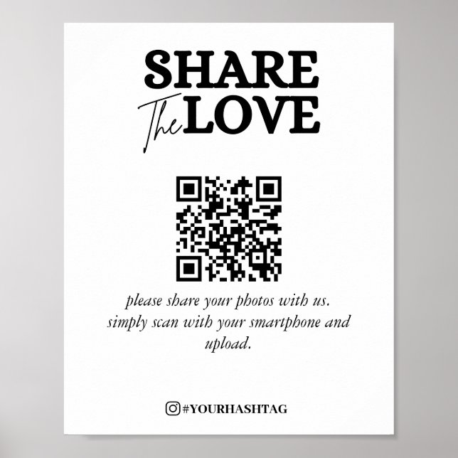 Poster Partage moderne L'amour QR Code Blanc (Devant)