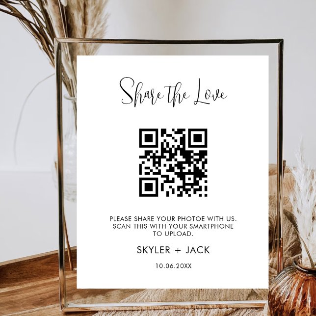 Poster Partager L'Amour QR Code Partage App Wedding Photo (Créateur téléchargé)