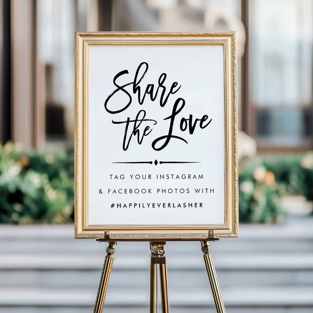 Poster Partagez l'amour | Hashtag Mariage moderne (Créateur téléchargé)